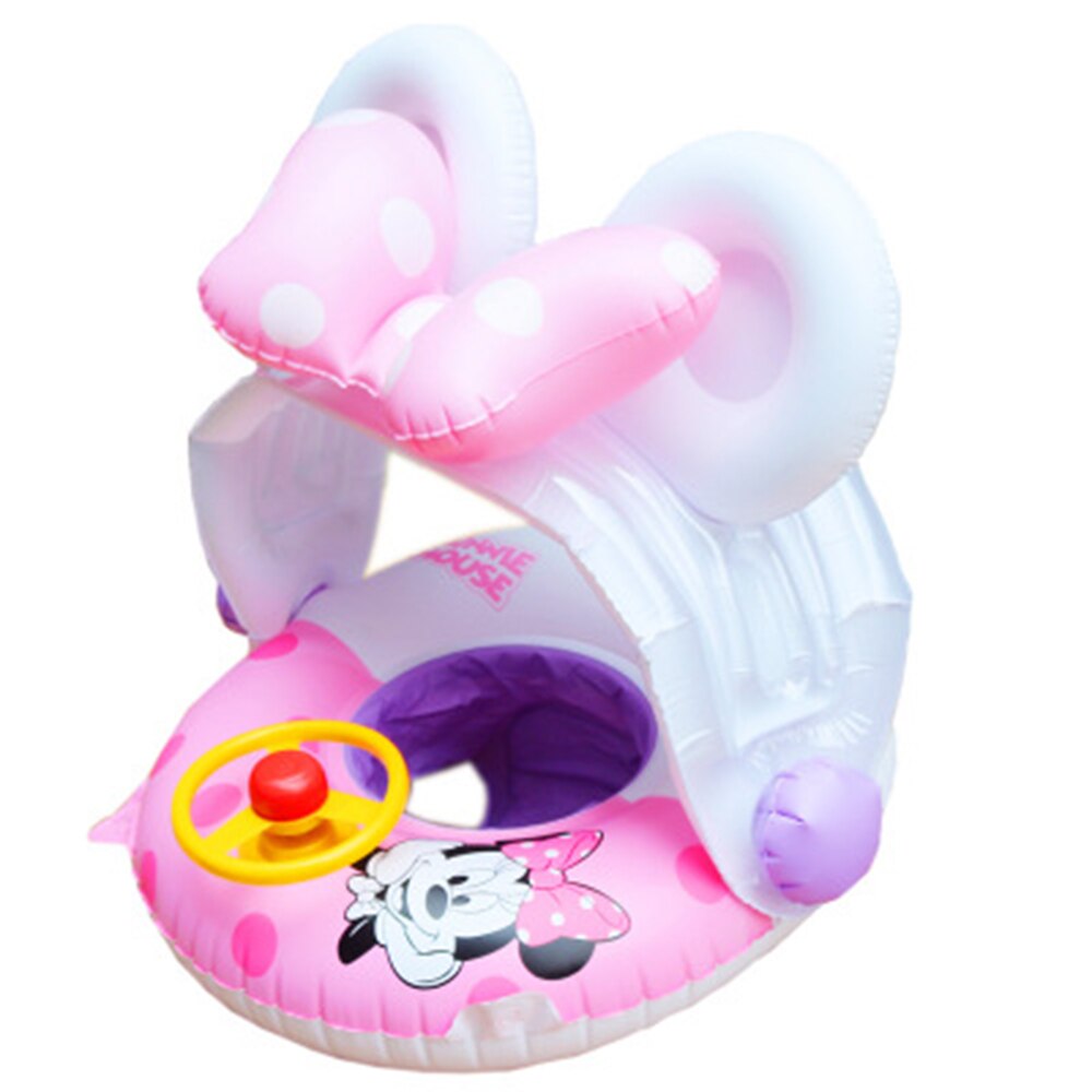 Flotador de piscina para niños de 0 a 5 años con sombra, flotador de piscina inflable, Flotador para asiento de bebé, juguetes de piscina para verano: Pink with visor