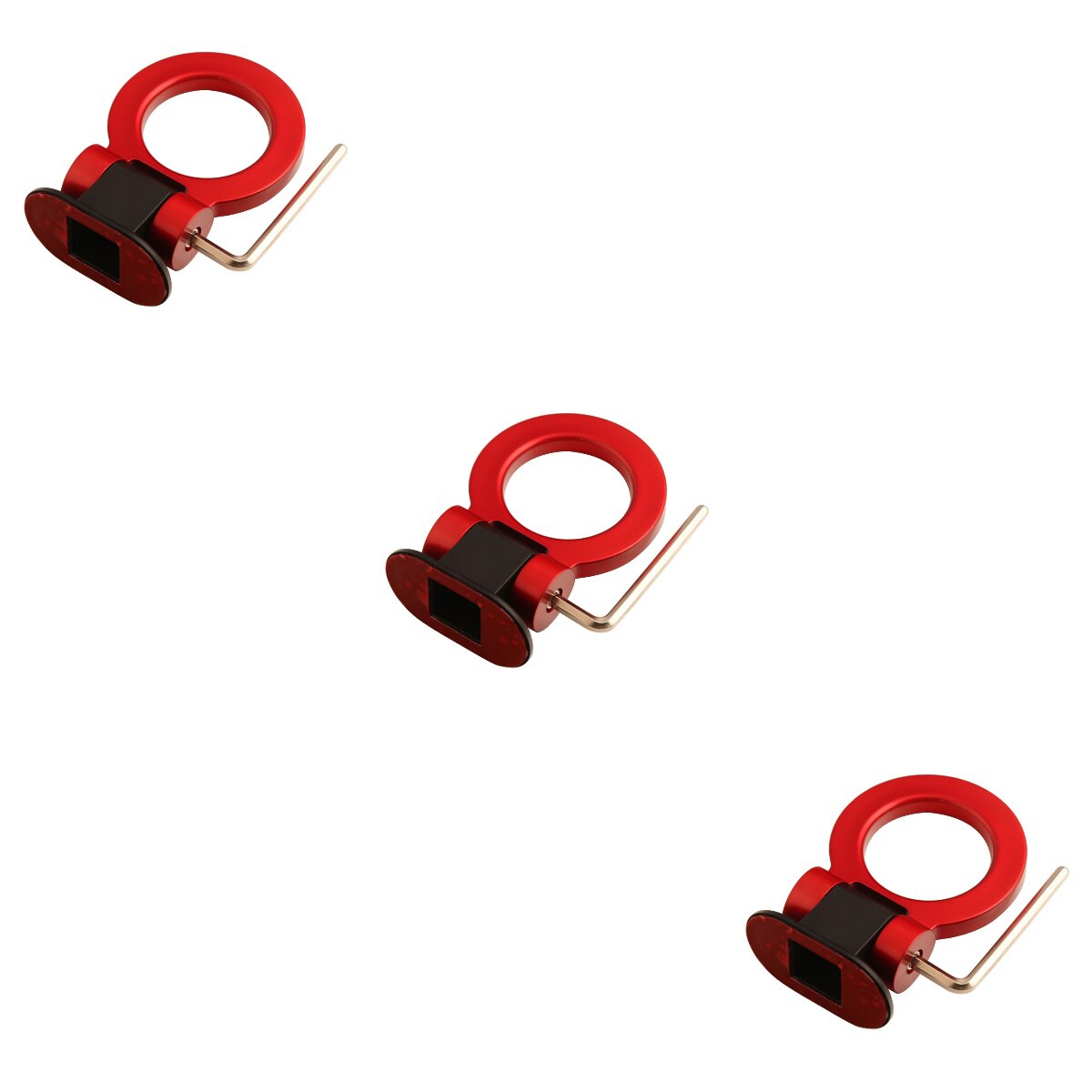 3pcs Universal Ring Track Racing Style Tow Hook Decoration For Any Car SUV Truck (Red)