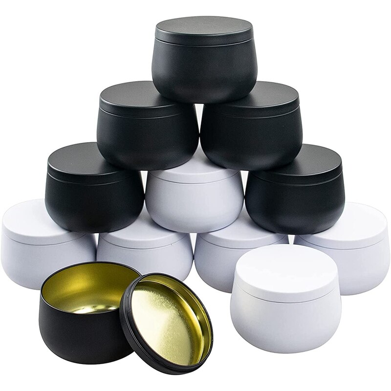 Lattine di latta per candele con coperchi-vasetti per candele da 12 pezzi, scatole di metallo per candele da 8 una volta, contenitore per candele per forniture per candele fai-da-te: marina militare Blu