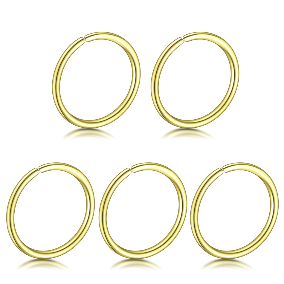 5 stks/partij 20G Nep Indian Nose Ring Staal Helix Tragus Oorbellen Hoop Neus Ringen Faux Neus Ring Piercing Nariz septum Piercing Lip: Gold / 20G 0.8X6mm