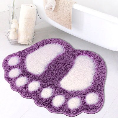 Foot Print Bath Mats,Non-slip Bathroom Carpet,Mat Toilet Memory Foam Bathroom Rug Bath Pad Carpets,Microfiber Mini Mats 40*60cm: Purple