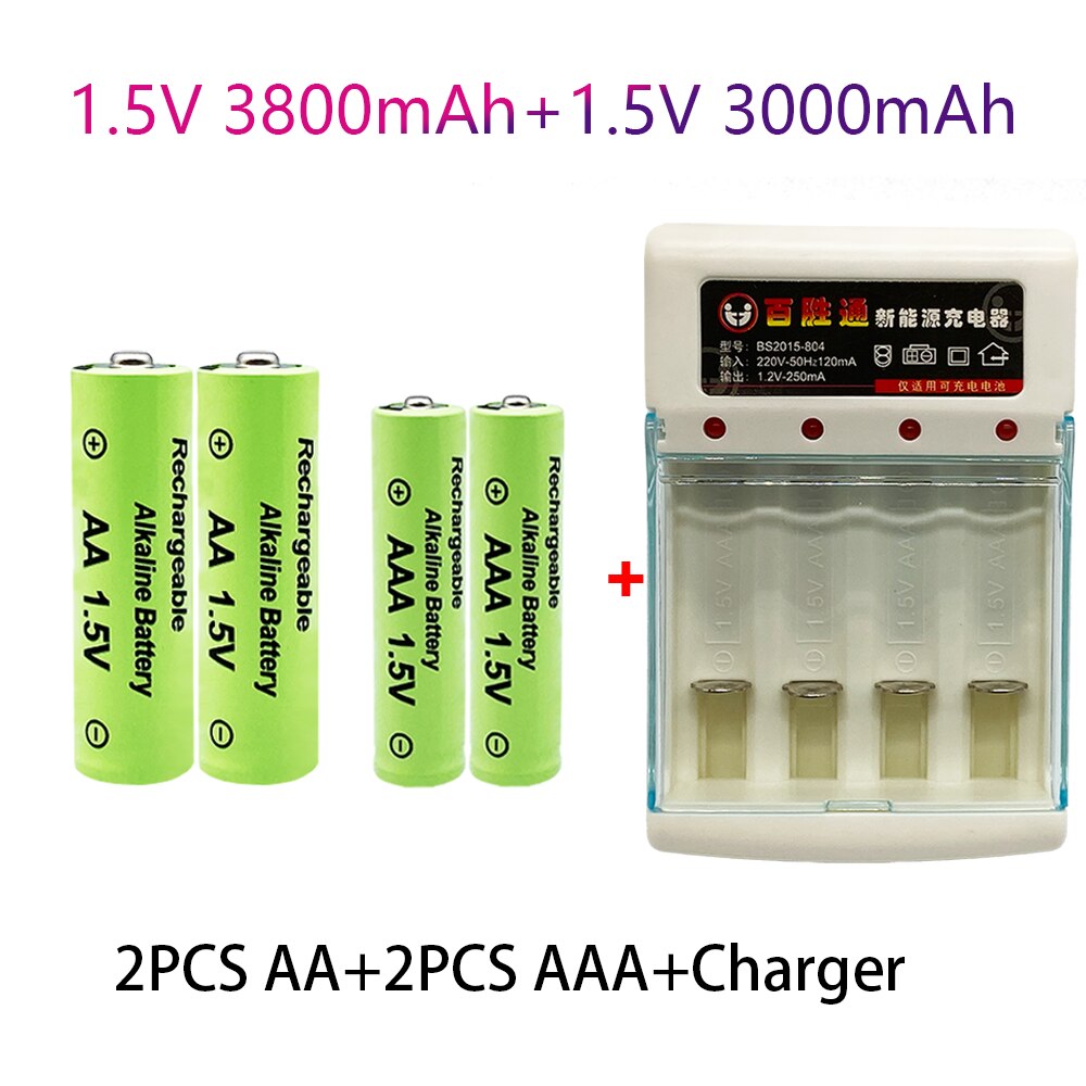 100%  original 1,5 v aa 3,8 ah +  aaa 3,0 ah rechargeable ni -mh 1,5 v batteries for watches, mice, computers, toys, etc. +: Gold