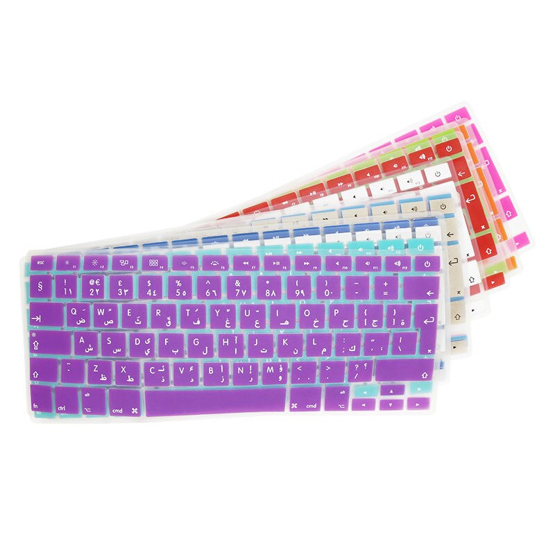 SR 14 Colors EU Arabic Language Letter Silicone Keyboard Cover Sticker for Macbook Air 13 Pro 13 15 17 Retina Protector Sticker