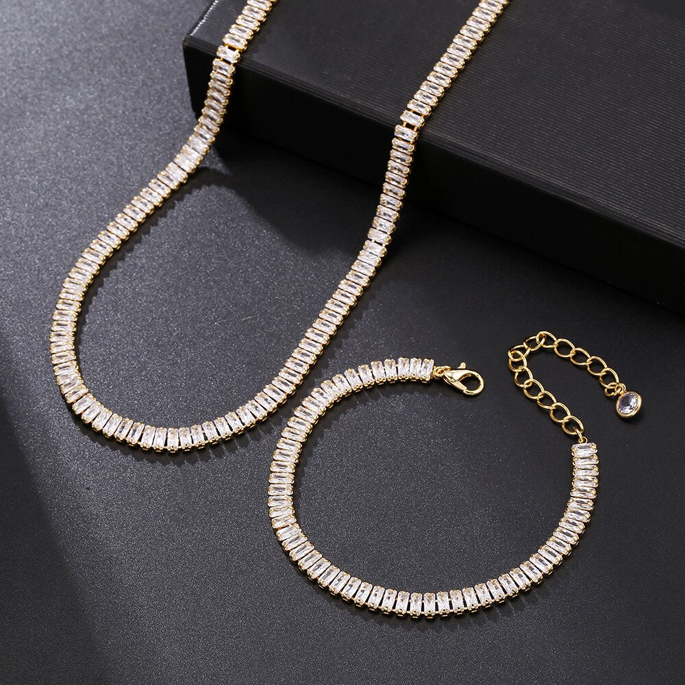 SIPENGJEL-collar con colgante de cristal brillante para mujer, de acero inoxidable gargantilla de cadena de oro, joyería de boda
