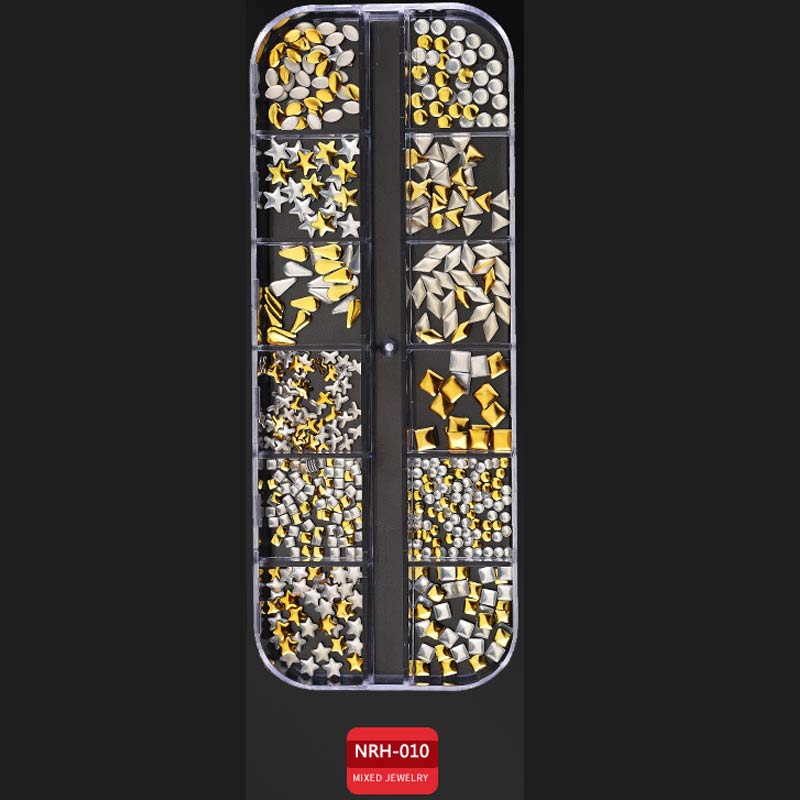 Neue Nagel Kunst Dekorationen 3D Kristall AB Strass Nagel Steine Charme Edelsteine Perle DIY Gold Silber Niet NäGel Schmuck Zubehör: 010