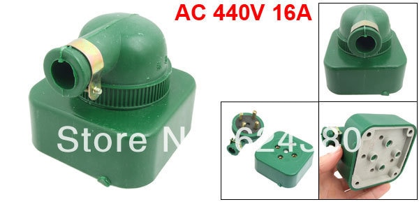 AC 440V 16A 25A Green Round Pin Three 3 Phase Four 4 Wire 3P4W 3P 4W Rewireable Industrial Plug Socket Set