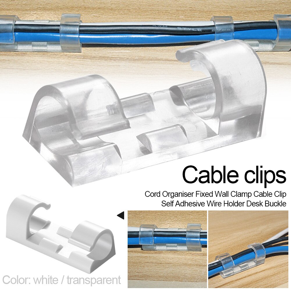 Cable Clip Fixed Office Desk Self Adhesive Management Buckle Organiser Wall Clamp Fasteners Wire Holder Multi-Purpose