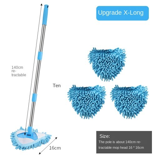 Triangle Dust Removal Small Mop Household Lightweight Mop Universal Ceiling Artifact Retractable No Dead Angle Mini Lazy: Army Green