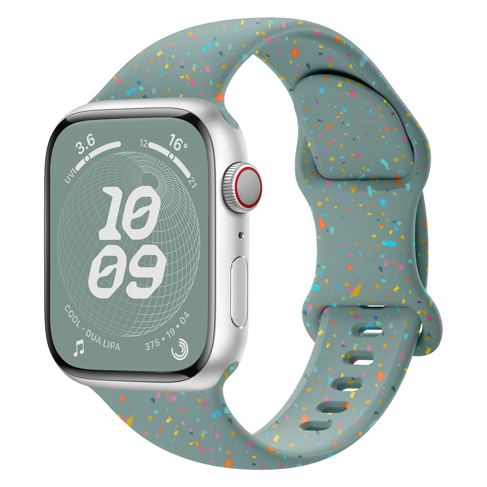 Boucle sport en silicone pour Apple Watch Band, 40mm, 45mm, 44mm, 41mm, 38mm, 49mm, Bracelet souple, iWatch Series 9, 8, 7, 6, 5, 3, SE Ultra 2 Strap: sarcelle céleste / 22 mm