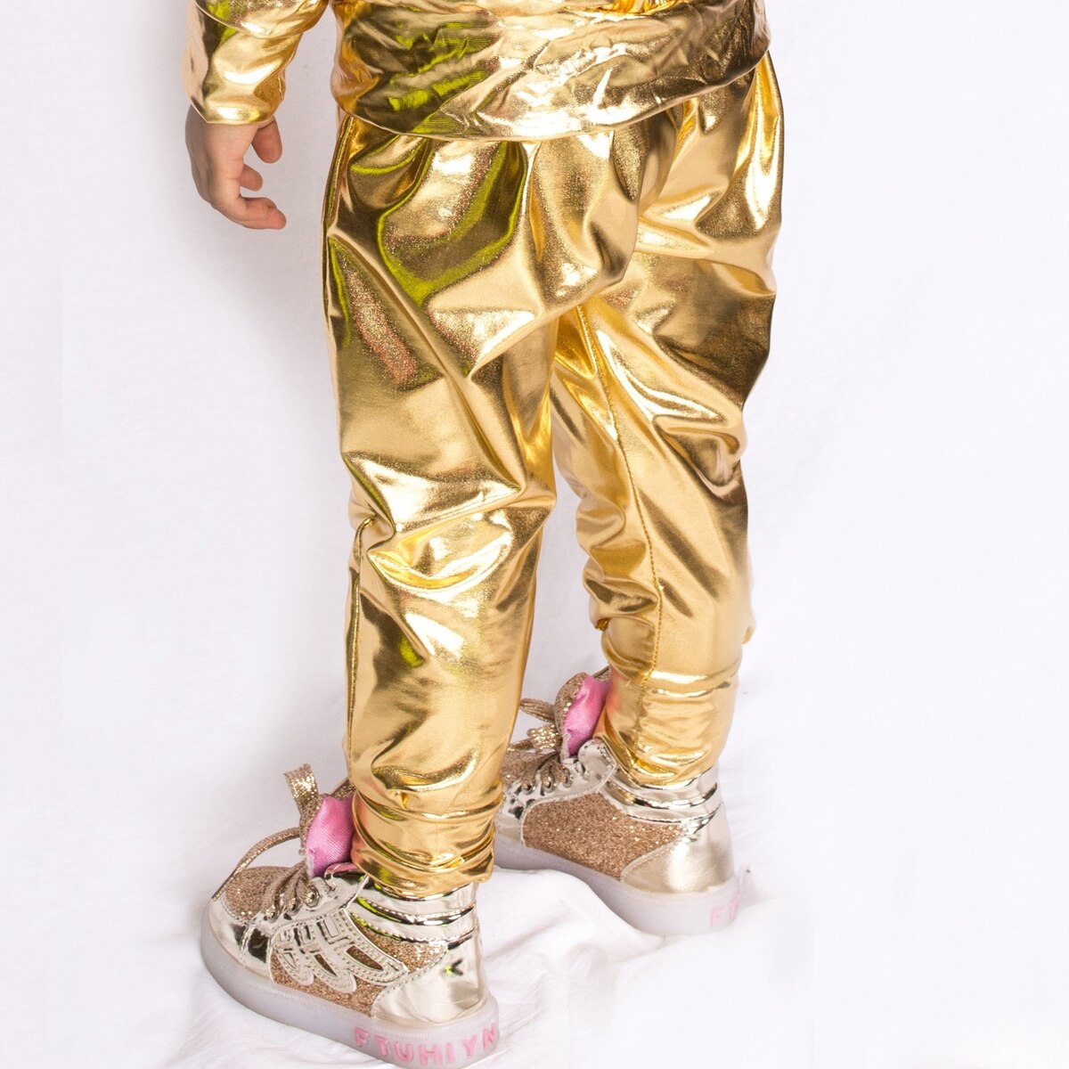 Kids Harem Hip Hop Dance Pants Children's Clothing Sweatpants Performance Costumes Baby sports Gold trousers