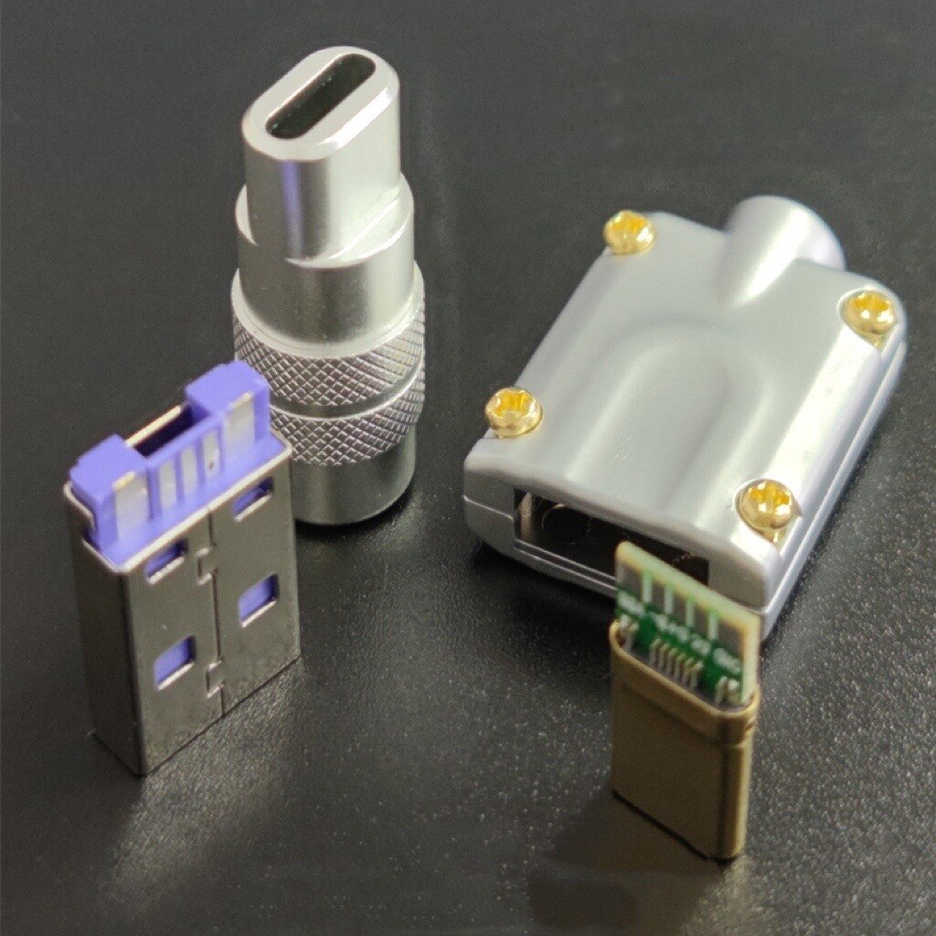 Metal rodzaj USB C Android powłoki Adapter do ładowania srebrny czarny USB C metalowe USB wtyczka dla DIY kabel klawiatury: Silver 5core