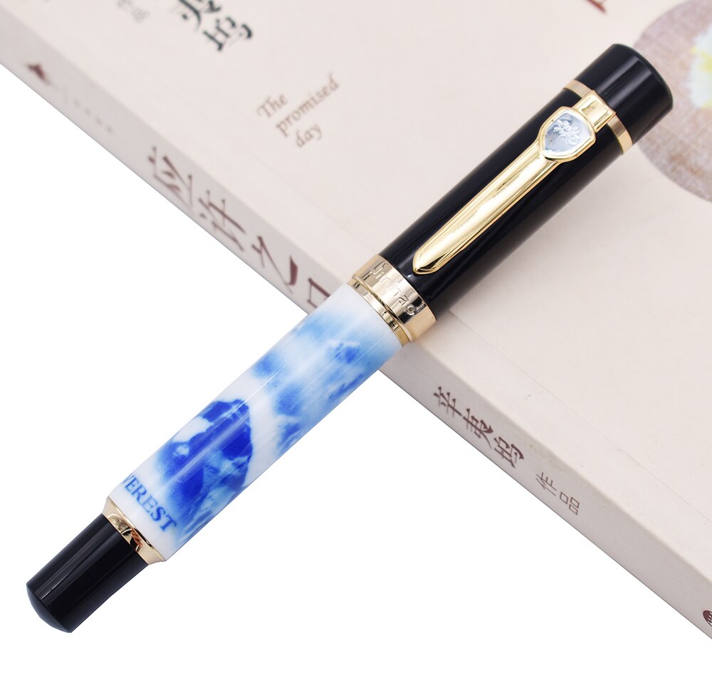 Jinhao Fountain Pen Mount Everest Painting Big Size Classical Medium Nib Writing Pen Business Office Home School Supplies