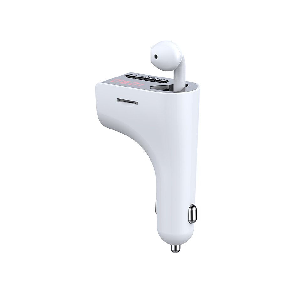 Trustdii bluetooth in-ear earphone car adapter usb fast car charger fm transmitter modulator  mp3 player usb 3.1a quick charge