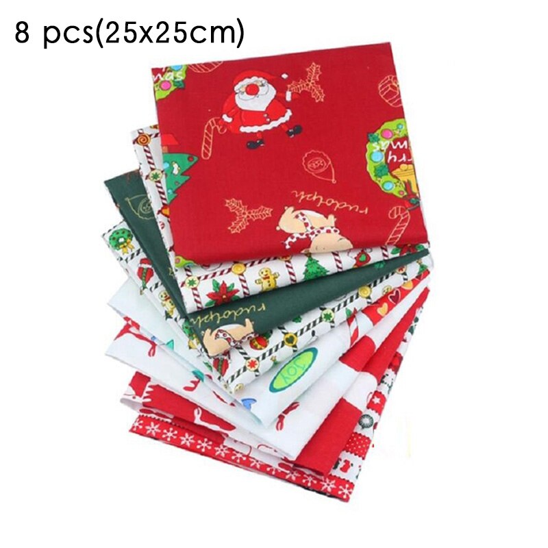 8 pcs/set 25*26/25*25 CM Sewing Supplies Mix Color DIY Handmade Patchwork Cloth Cotton Fabric for Household Nice: Xmas pattern 25x25cm