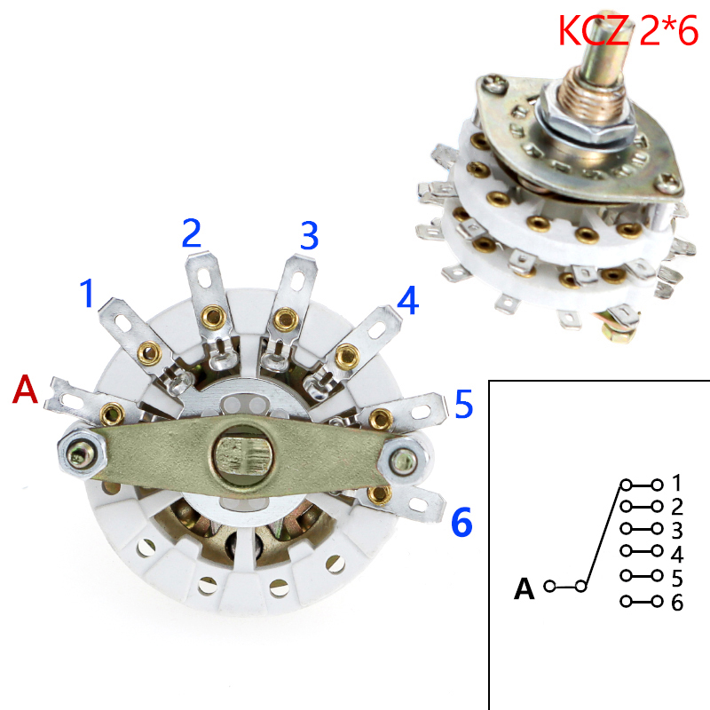 KCZ 2 Pole 6/7/8/9/10/11 4 Pole 3/5 Position With Channel Rotary Switch Selector With Cap Rotary Switch Selector: Gold