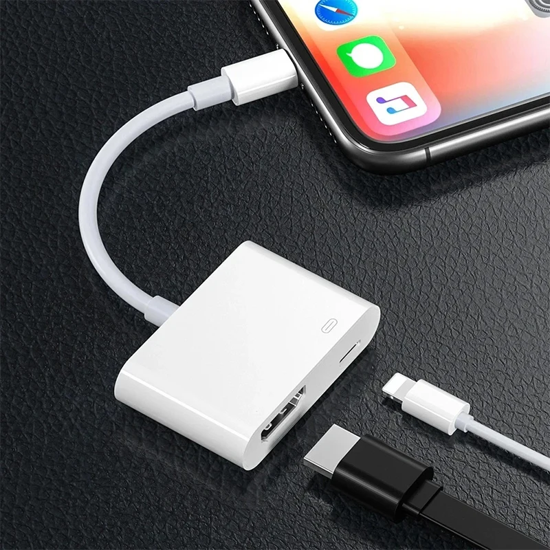 Pour adaptateur AV numérique 8 broches vers HDTV 1080P, écran de synchronisation HDMI, convertisseur Audio AV numérique pour moniteur de projecteur HDTV iPhone 14 13: Default Title