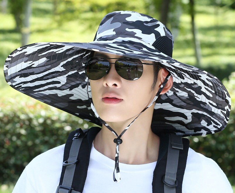 Fishing Hat Man Spring Summer Sun Protection UV Protection Breathable Wide Brim Hat For Fishing And Recreation Sun Cap: 8