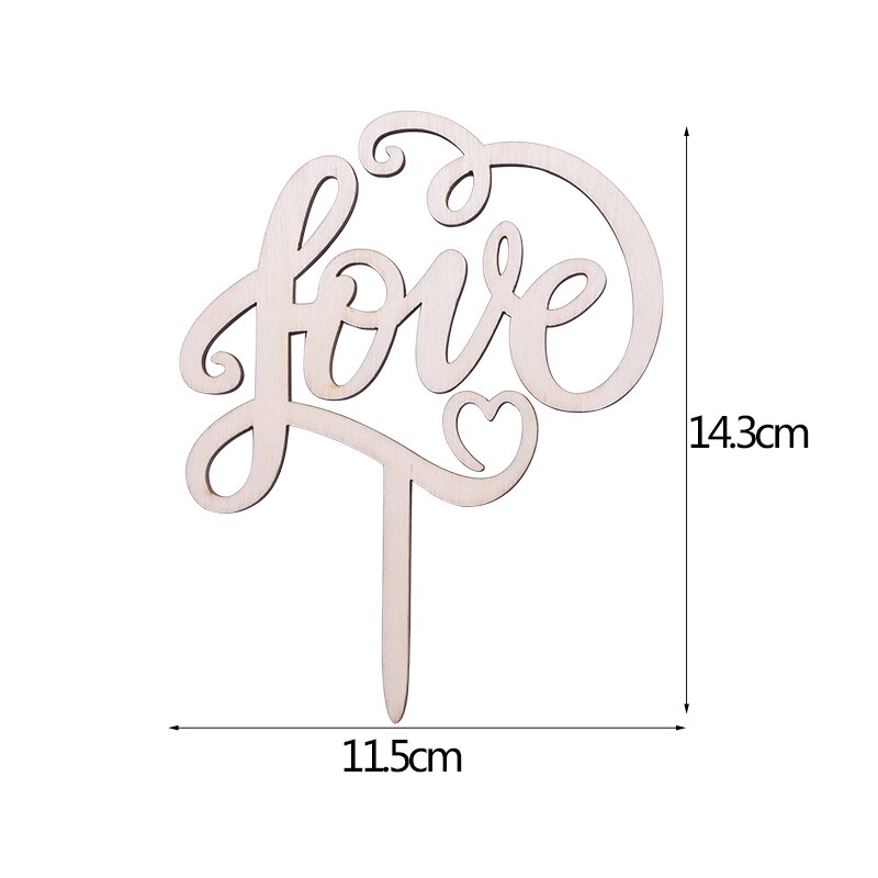 Mr&Mrs Love Just Married Wooden Letters Wedding Cake Topper Wedding Cake Decorations Engagement Party Supplies Cake Insert Cards: B03-1pcs
