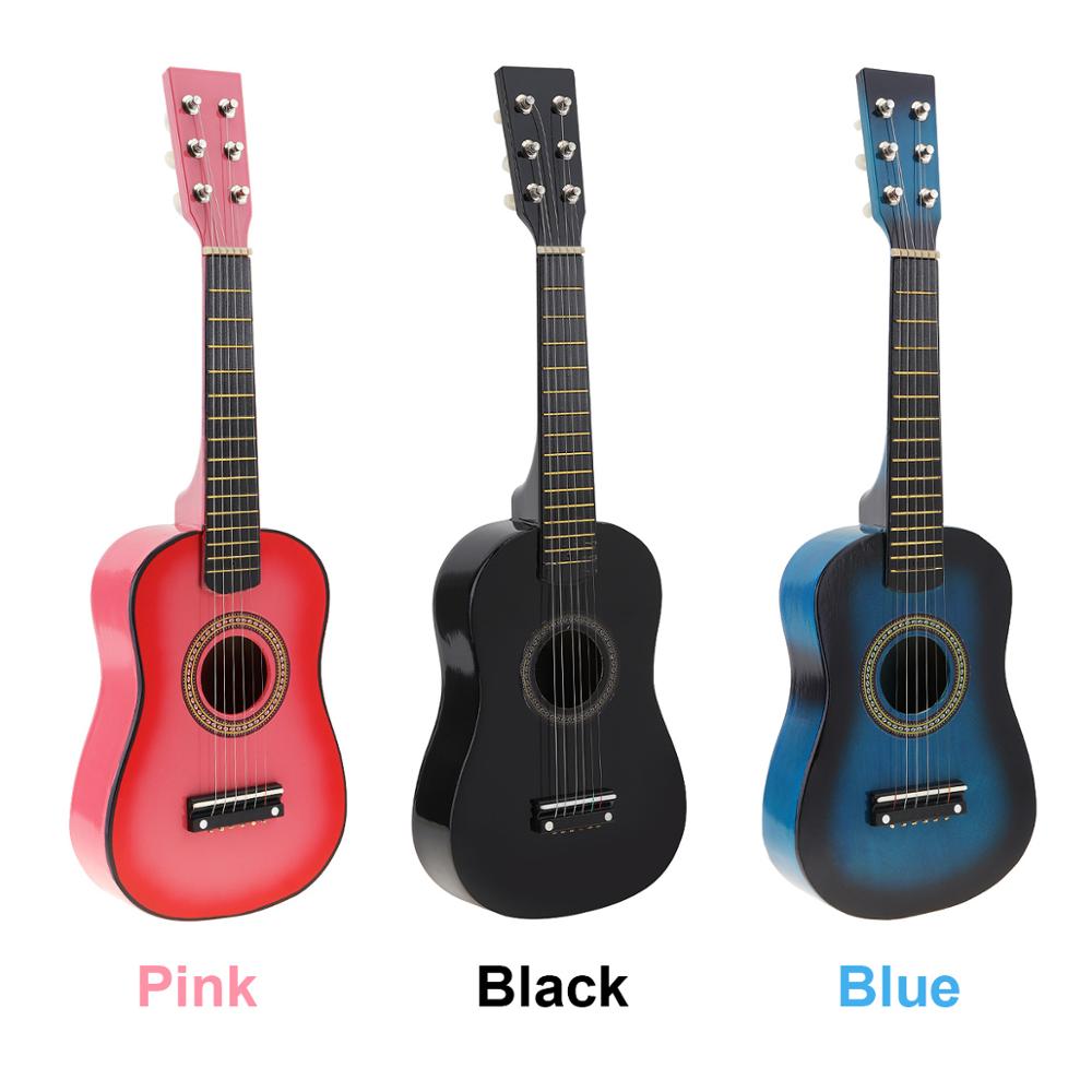 23 tommer sort baswood akustisk guitar med guitar pick wire strenge til børn og begyndere