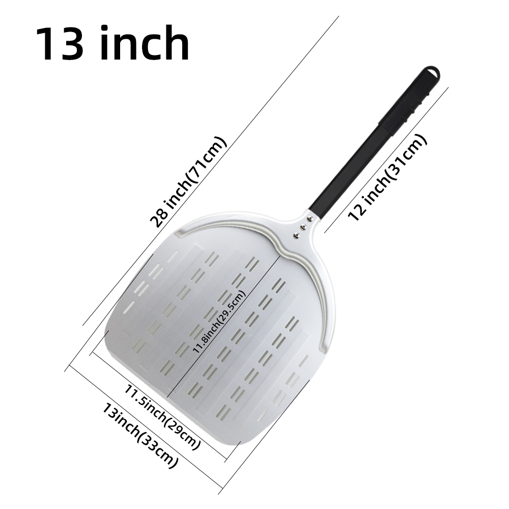 12 13 14 & 7 Inch Pizza Schil Lange Steel Draaien Peddel Aluminium Pizza Turner Bakken Tool Geperforeerde Keuken accessoires: violet