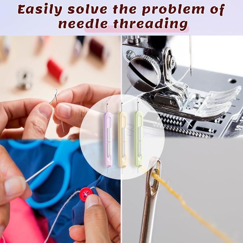 2 in 1 Needle Threader with Seam Ripper Tool for Sewing Crafting Cross Stitch Handmade Embroidery and Quilting Accessories