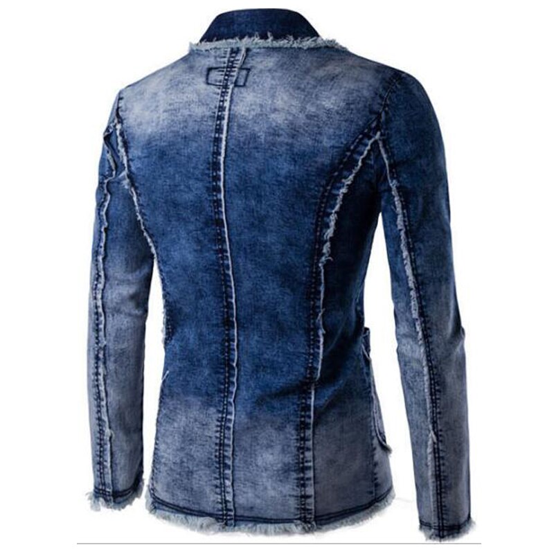 Spring Autumn Blazer Men Cotton Denim Smart Casual Men Jacket Slim Fit Suits Brand Clothing Size M-XXL