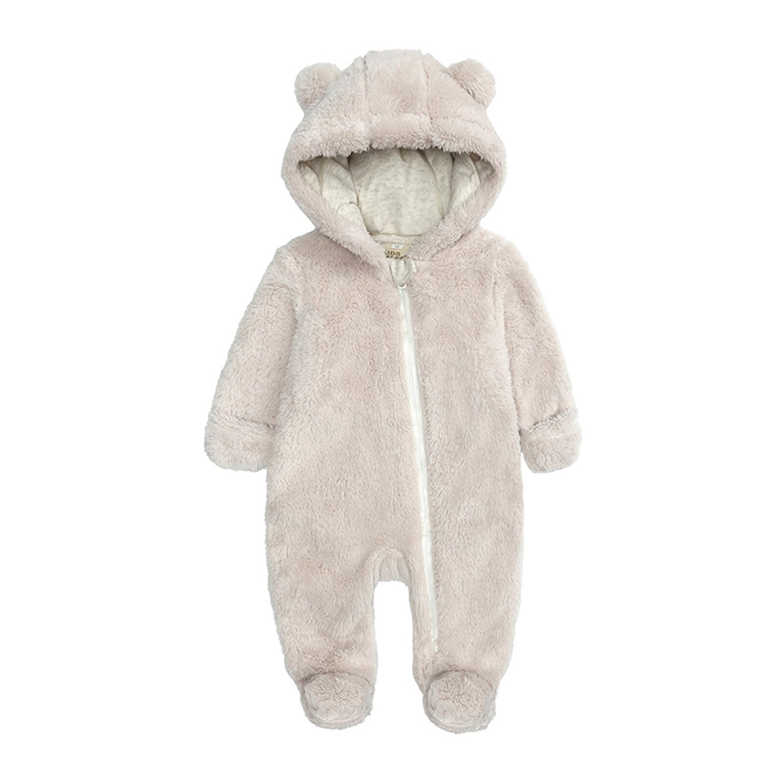 Barboteuse -né bébé garçons vêtements d'hiver polaire combinaison à manches longues solide manteau à fermeture éclair à capuche Outwear bebes 3M-12M