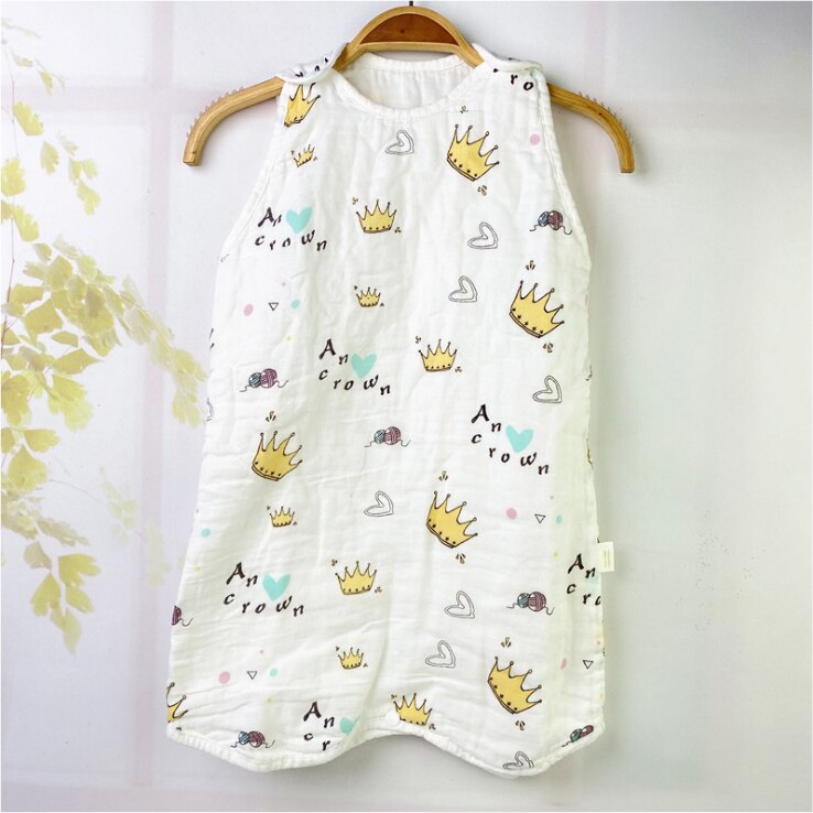 Wasoyoli Babyslaapzak 6 Lagen Mousseline Katoen 0-6 Jaar Mouwloze Peuter Baby Meisjes Jongens Deken Sleepers beddengoed: Crown / 4Y