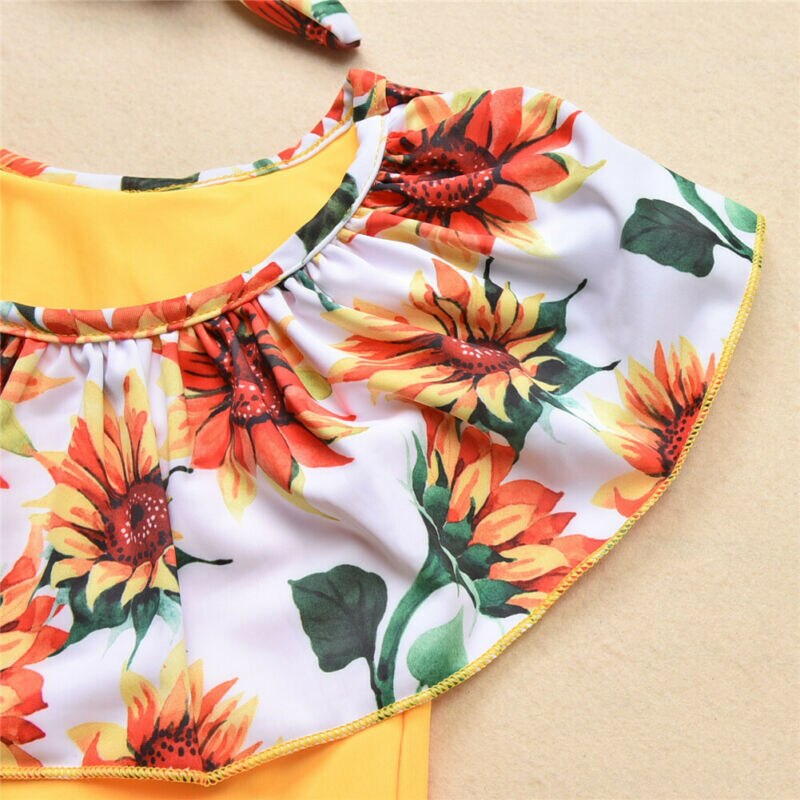! Traje de baño de para niño, Chico, niña, girasol, estampado Floral, volantes, traje de baño, mono, Bikini de una pieza con diadema