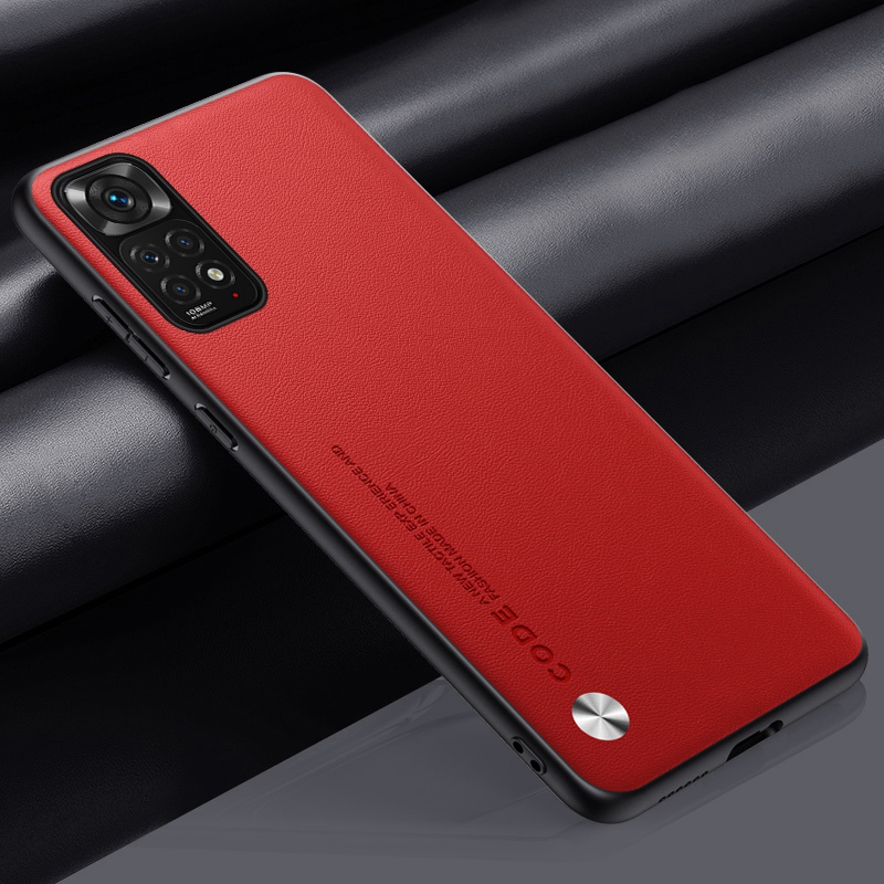 Étui de luxe en cuir PU pour Xiaomi Redmi Note 11S 11 Pro, coque arrière de Protection en Silicone mat pour Redmi Note 11E Pro: Aluminium / Orange