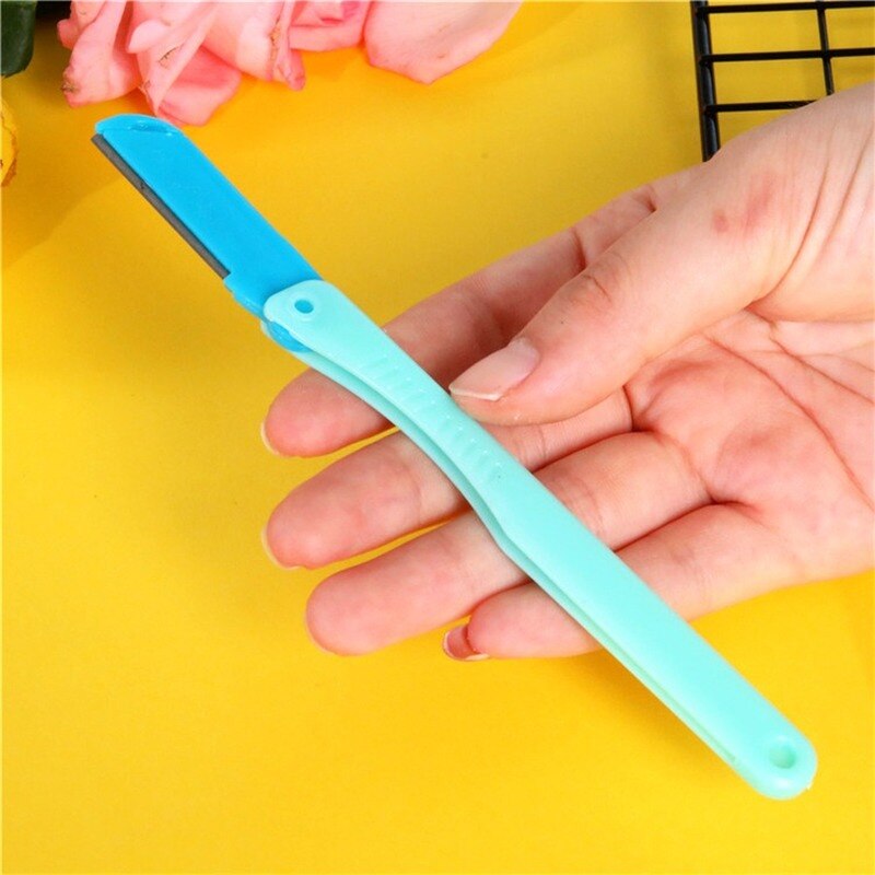 1 pièces bleu visage rasoir de sourcils aisselles cheveux rasoir beauté visage yeux sourcils Shaper rasoir en acier inoxydable lames outils de maquillage
