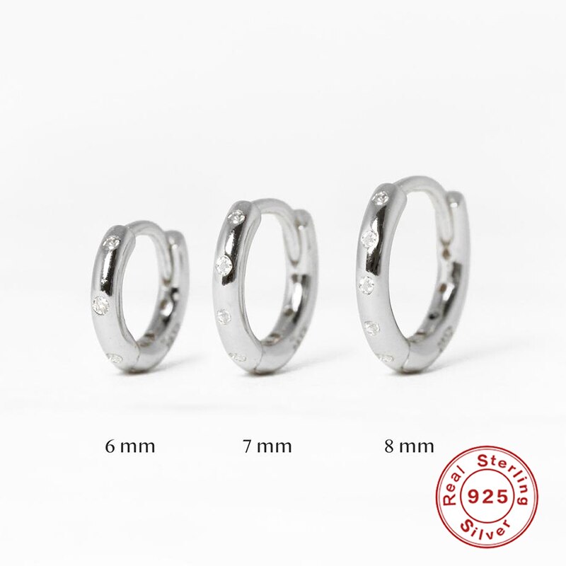Aide 6/7/8mm Tiny Korean Small 925 Sterling Silver Round Mini Little Huggie Hoop Earrings for Women Cartilage Piercing Loop Ring