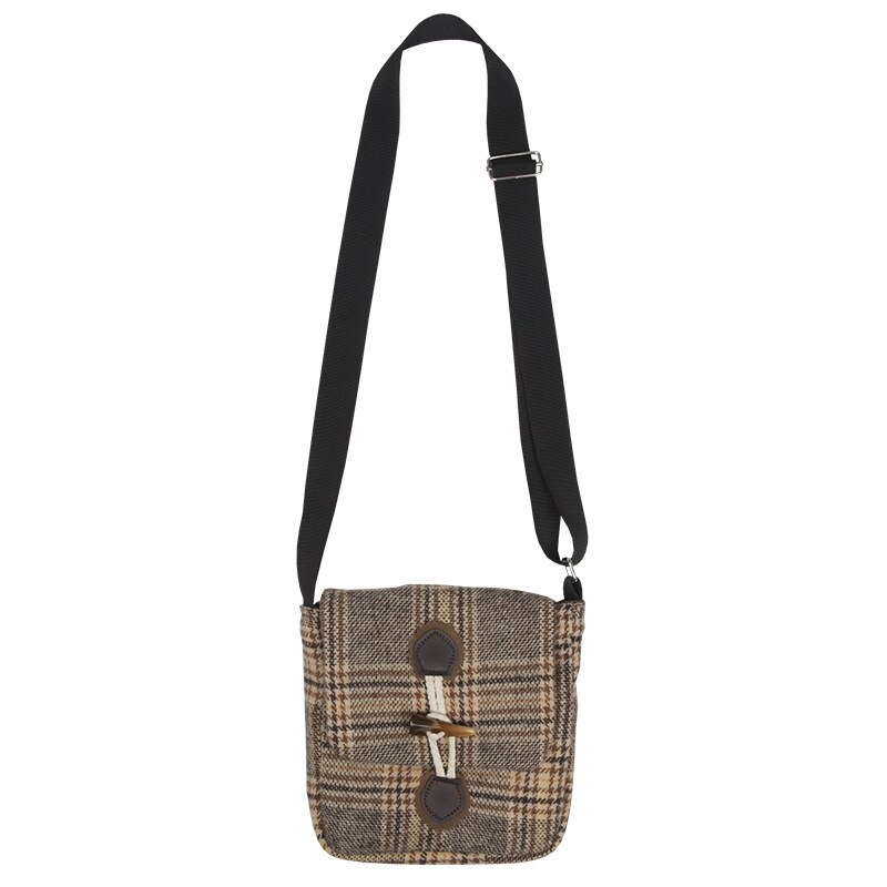 Vrouwen Kleine Wollen Canvas Tassen Schotse Gecontroleerd Hoorn Vintage Plaid Vrouwelijke Schoudertas Dames Casual Schoudertas Doek Portemonnee