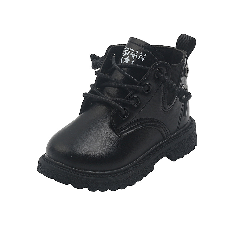 Cozulma Kinderen Korte Enkellaarsjes Voor Jongens Meisjes Martin Laarzen 1-6 Jaar Kinderen Herfst Winter Schoenen Baby Zachte zool Sneakers 21-30: Black / 30 (inside 18 cm)