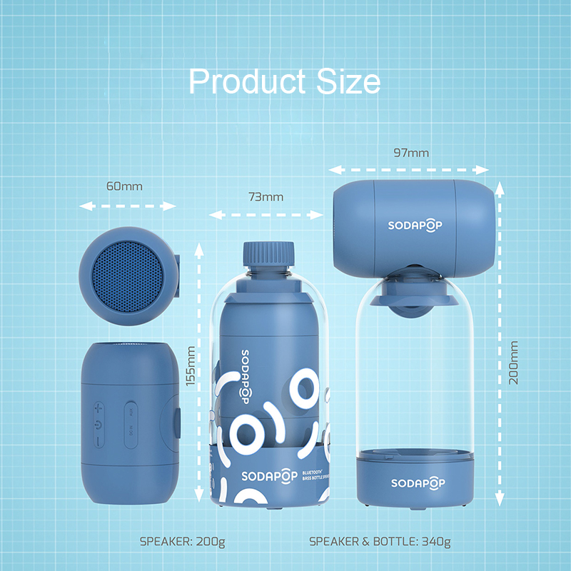 SODAPOP Bottle Bluetooth Speaker Portable AUX HANDSFREE Waterproof Sound Bass Subwoofer Small Speaker with microphone