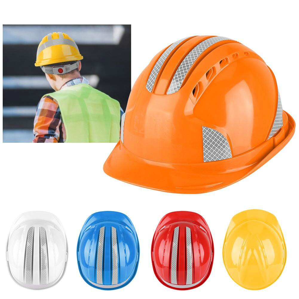 Reflecterende Streep Veiligheid Helm Met Verstelbare Riem Veiligheidshelm Helm Werknemer Bouwplaats Beschermende Cap Ventileren