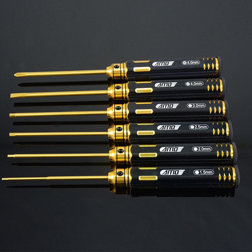 RC Car Repair Titanium-plated Screwdriver tool set 8pcs Allen Screwdriver Slotted Phillips Sleeve M3 M4 7.0 5.5: 6pcs set