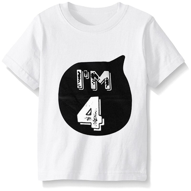 Baby T-shirt Jungen Mädchen Kurzarm T Shirts Anzahl 1 2 3 4 Print Kid Tops Schwarz Weiß Tops Kind shirts Kleidung Baby Kleidung