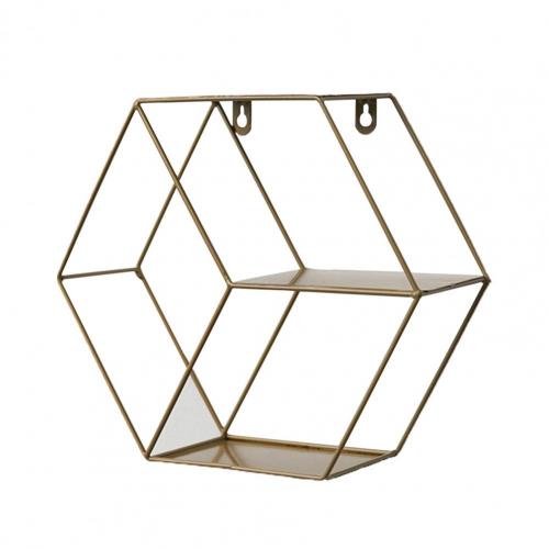 Storage Organizer Floating Geometric Figure Smooth Lines Round Shape Storage Rack for Home: Golden 1
