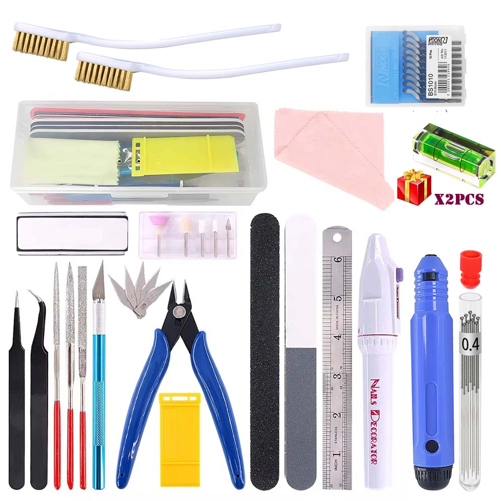 Kit de herramientas de impresora 3D de varios modelos, cuchillo de recorte, raspador, aguja de limpieza, pinzas, alicates, Kit de desbarbado, herramientas de impresión 3D DIY: Marrón