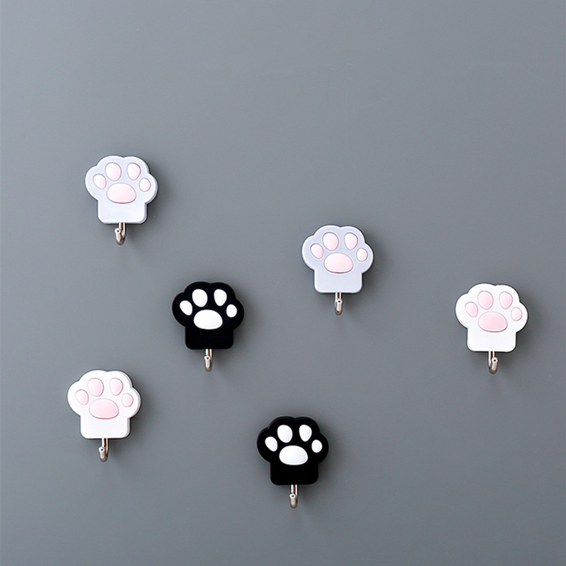 Cartoon Kat Klauw Haak Muur Multifunctionele Creatieve Leuke Haak Gratis Ponsen Hanger Voor Keuken Deur Sterke Kleverige Haken