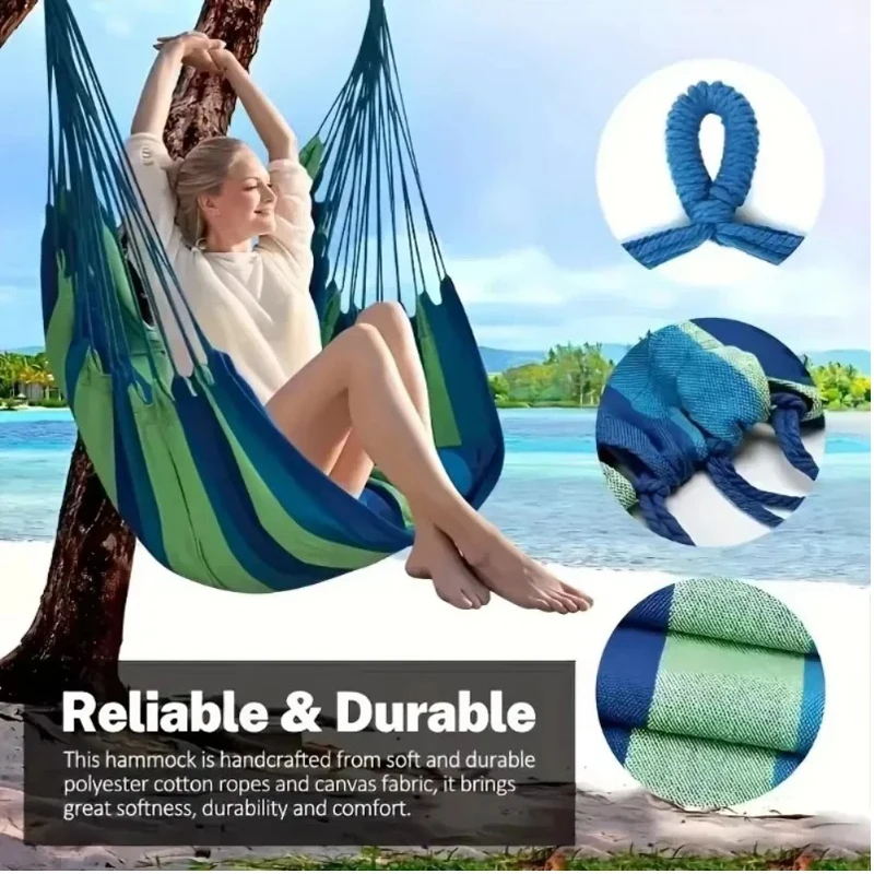 draussen-Hängemattenstuhl, Segeltuch, Freizeitschaukel, hängende Hängematten ohne Kissen und Kissen, perfekt für Zuhause, Schlafzimmer, Hof, Camping