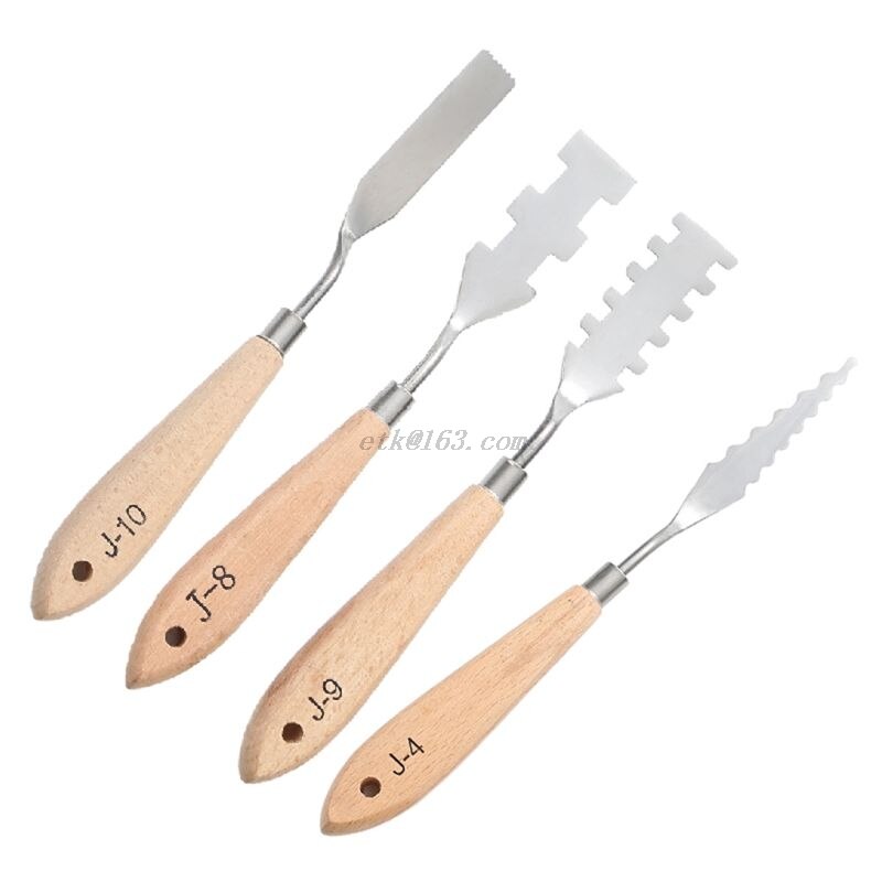 Juego de 10 unidades de paleta de pintura de acero inoxidable, espátula para pintura al óleo, espátula para artista, herramientas para pinturas acrílicas