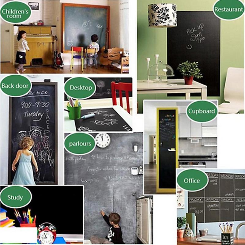 PVC Waterproof Blackboard Sticker Movable Child Graffiti Writing Board Paster Classroom Teaching Green Black Board with 5 Chalks