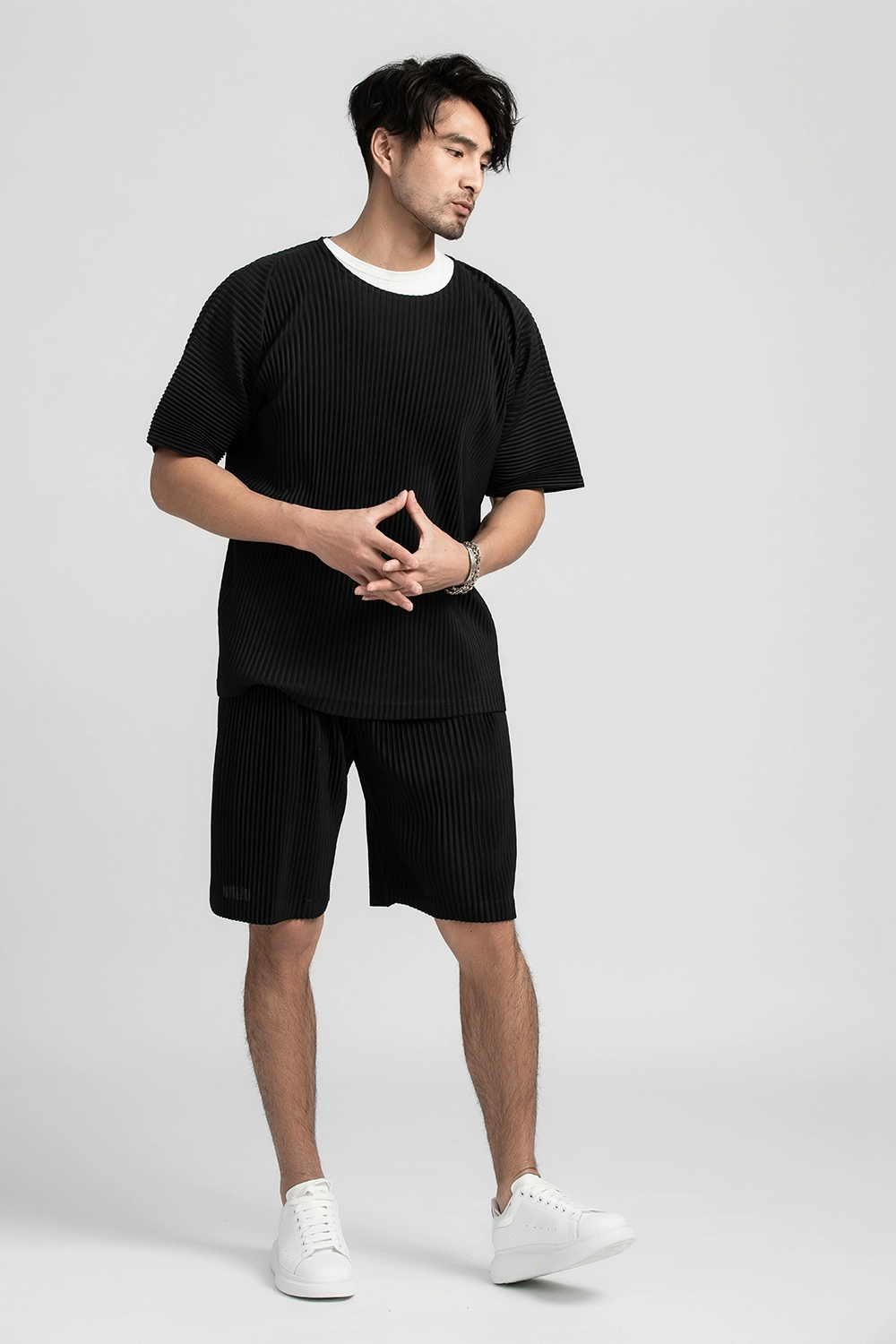 Miyake plisserade shorts för herrkläder lösa casual shorts sommarkläder för män gym sport shorts herrbyxor med dragsko