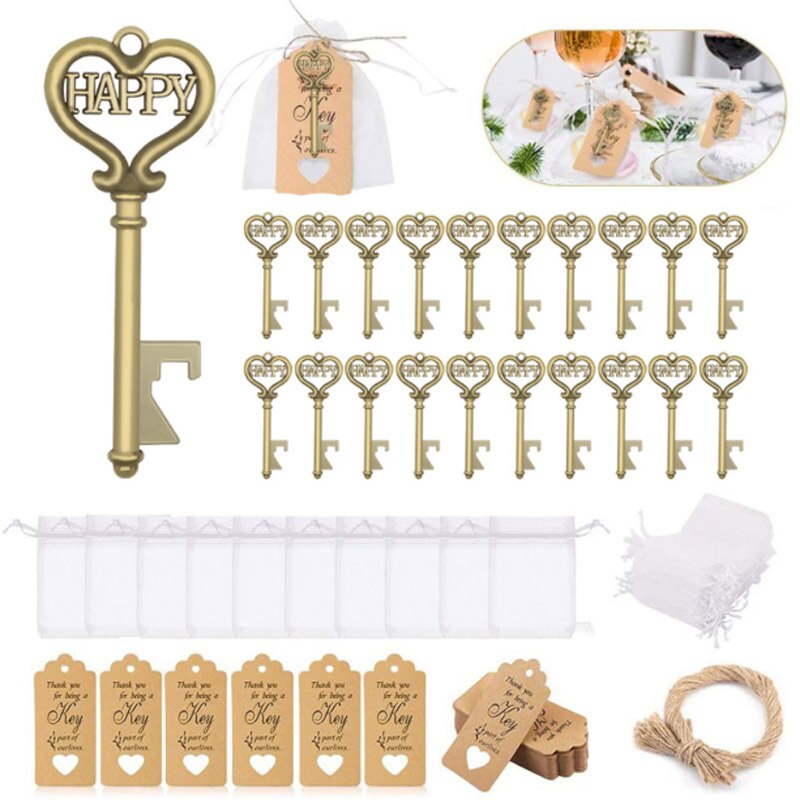 25/50Pcs Key Bottle Opener Wedding Souvenirs Vintage Beer Bottle Opener Keychain With Cardboard Label Party Party Supplie: 25Pcs