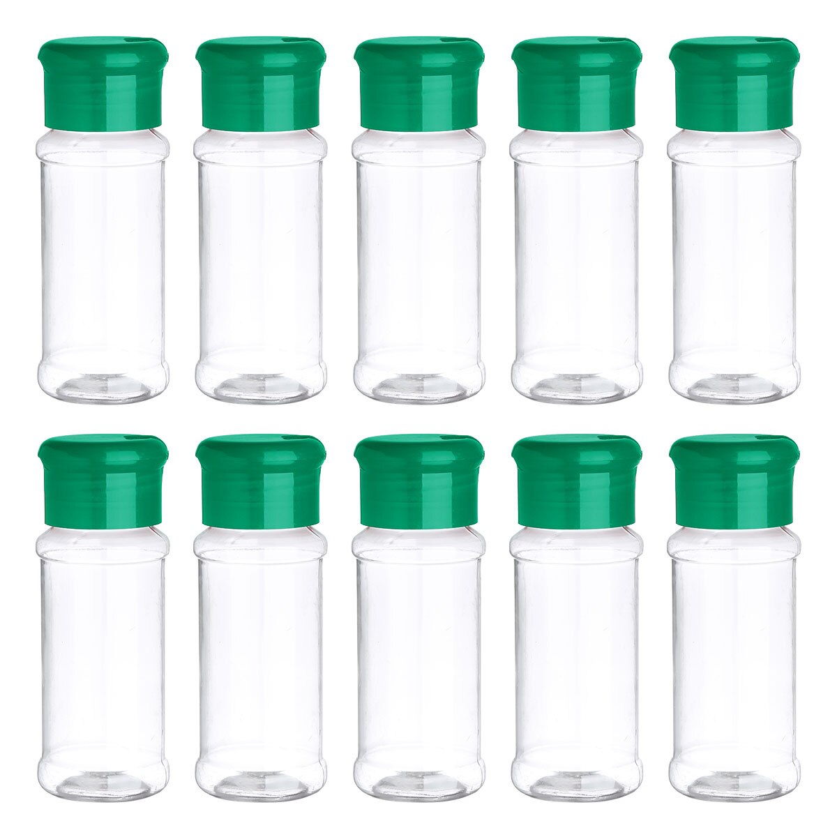Botes de plástico para especias, tarro para condimentos, sal, pimienta, botellas para condimentos de barbacoa, botes de vinagrera, botellas con tapas de tamiz, 10 Uds., 100ml: Green