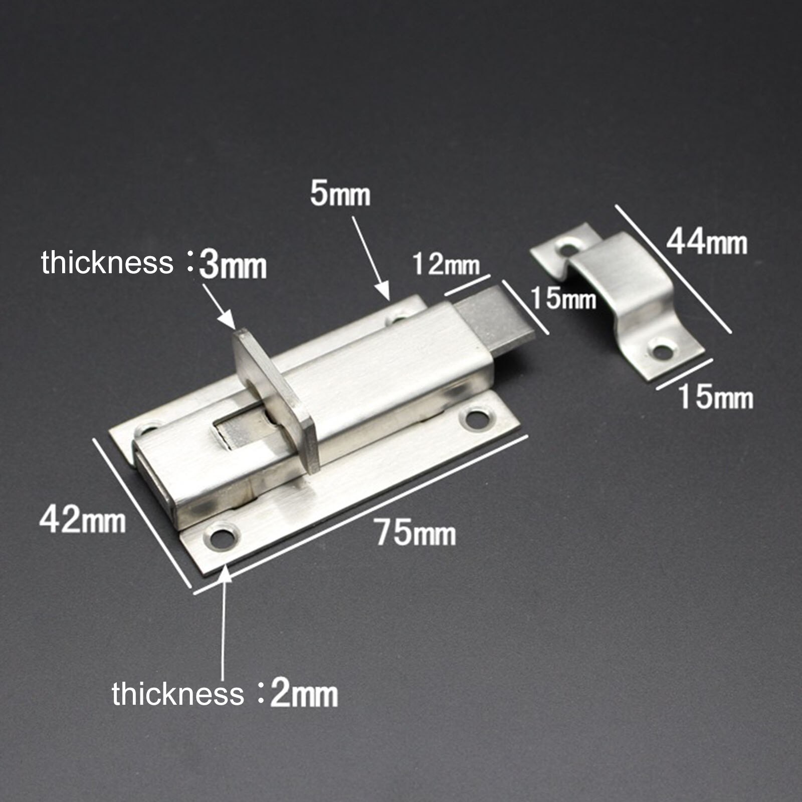 1pc 3" Door Latch Sliding Door Lock Surface Mounted Slide Bolt Internal Door Bolts with Screws