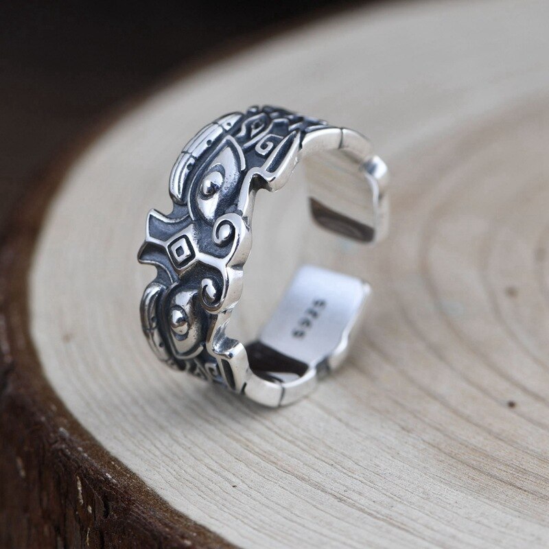 BALMORA Puro 925 In Argento Sterling Impilabile Anello Per Gli Uomini Mitica Creatura Animale Anello Golosi Anello Aperto Anello Dei Monili del Regalo