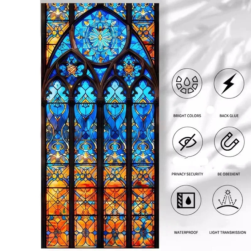 Adesivi elettrostatici per vetri per finestre retrò Pellicola decorativa per finestre colorate con uccelli floreali Decorazioni per la casa per la privacy rimovibili: 35*35cm / Brown